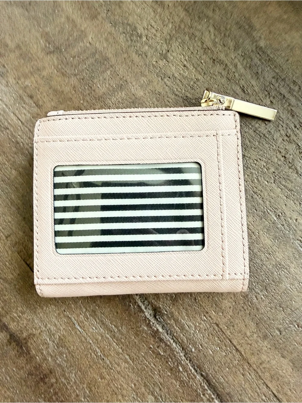 kate spade Small Zip Bifold Wallet in Pale Pink with Gold Hardware